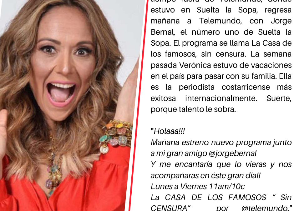 Vieras que Veronica Bastos vuelve a Telemundo con nuevo programa