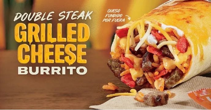 Double Steak Grilled Cheese Burrito: Una combinación de tres quesos que dejará a los Taco Lovers deseando más